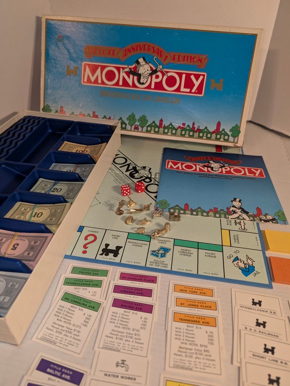 1984 Vintage Monopoly Deluxe Anniversary Edition Parker Brothers Complete